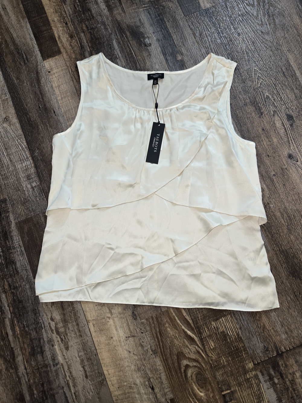 Talbots Cream Layered Silk-Blend Sleeveless Blouse
